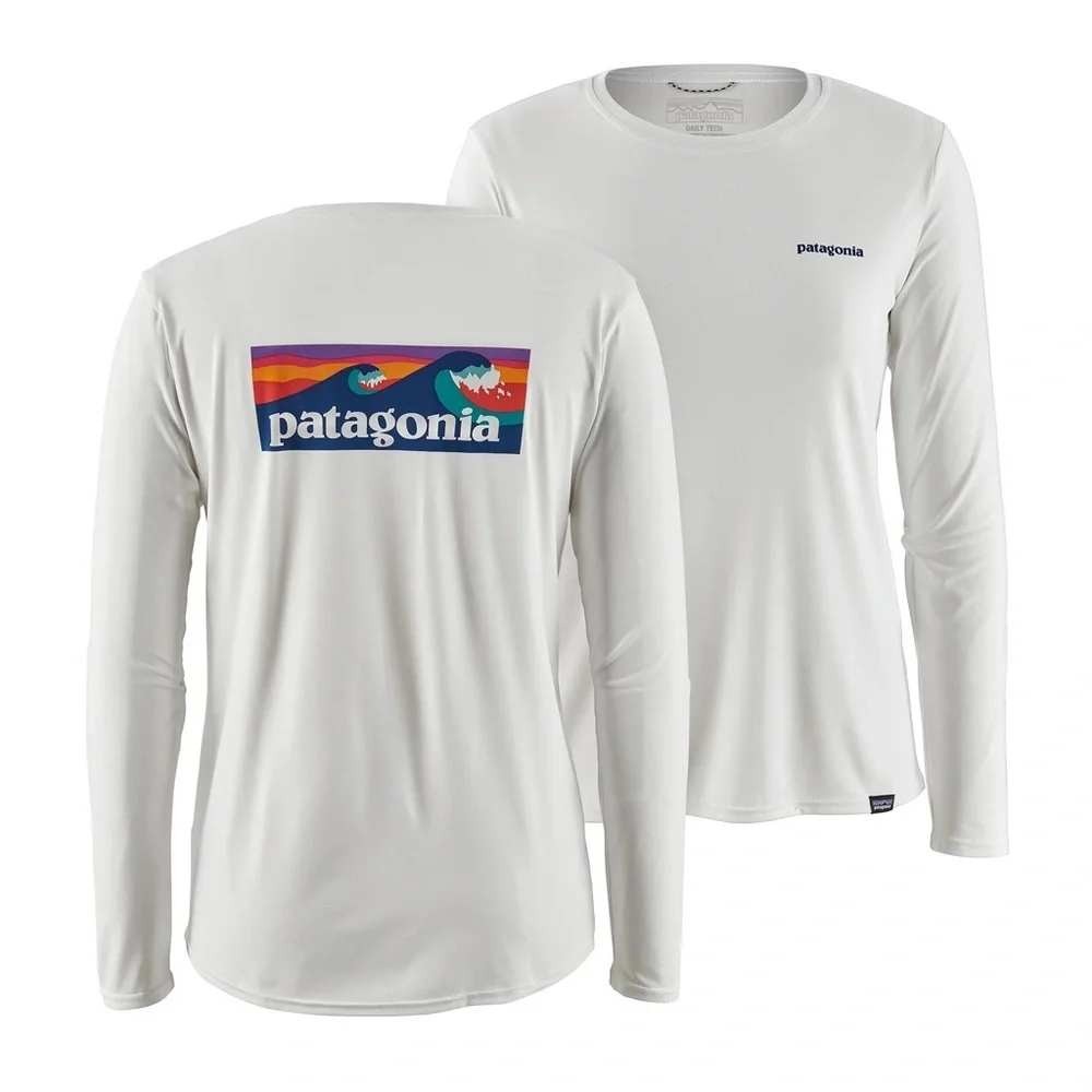 Patagonia Capilene Cool Daily Waters Shirt L 50+ SPF White Long Sleeve Wave Tee